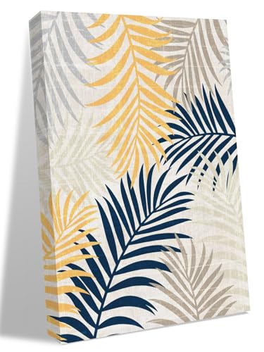 NuYeBiofx Farmhouse Navy Golden Palms Leaves Canvas Wall Art Prints, view 2