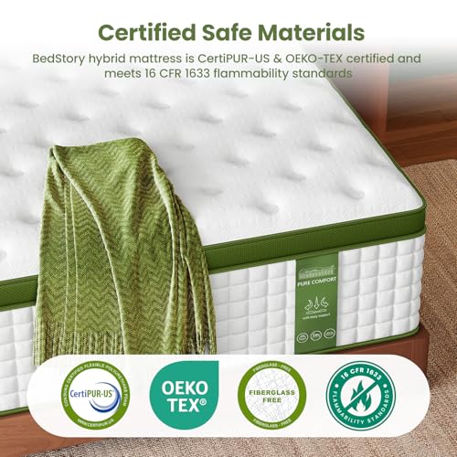 Firm Queen Size Mattress 14 Inch, Luxury Hybrid Mattress for Back Pain Relief with Zoned Lumbar Support, Cooling Hotel Collection Deep Sleep Mattresses, 365 Nights Trial, 10-Year Warranty
