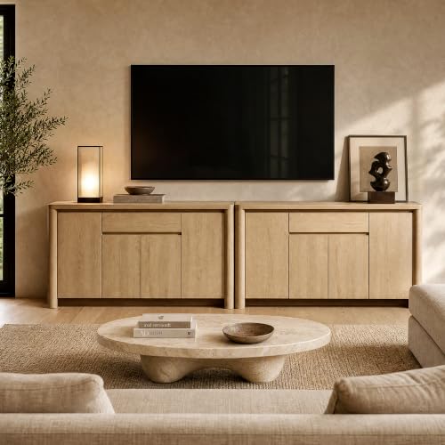 63" Sideboard Buffet Cabinet with Drawer, Wood Credenza Coffee Bar with Storage, view 8