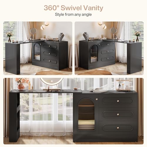 Corner Vanity Desk with 3 Drawers, view 7