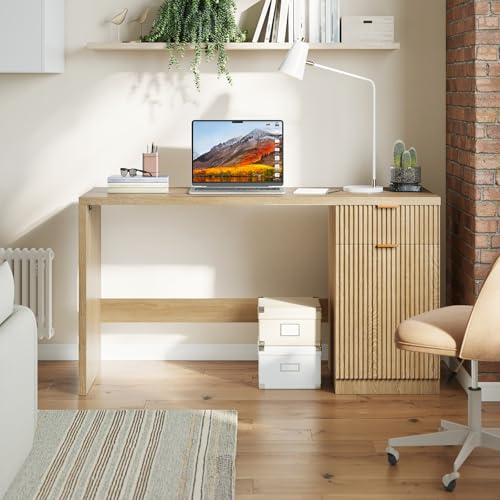 Fluted Executive Desk with Drawers, 60" Modern Home Office Desk, view 8