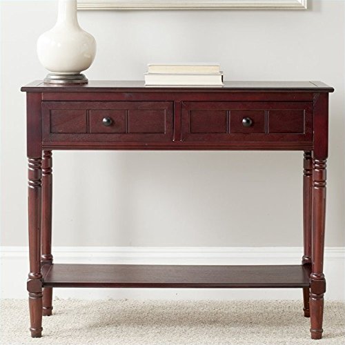 SAFAVIEH Furniture - Samantha 2-Drawer Console Table - Dark Cherry - Solid Wood - Classic Storage Design - Ideal for Entryway, Living Room, Hallway, 35.8"W x 13.8"D x 29.5"H (AMH5710D)