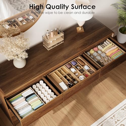 9 Drawer Dresser, 63" Wide Walnut Dresser with Soft-Close Drawers, view 7