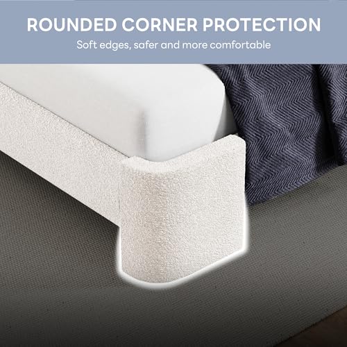 Queen Bed Frame with USB Ports & Wingback Headboard, Cream White, view 7