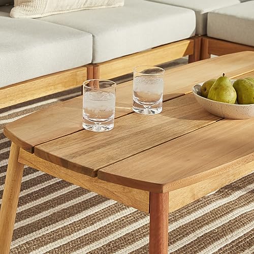 Dekian Modern 6-Piece Spindle-Side Solid Acacia Patio Sectional, Natural