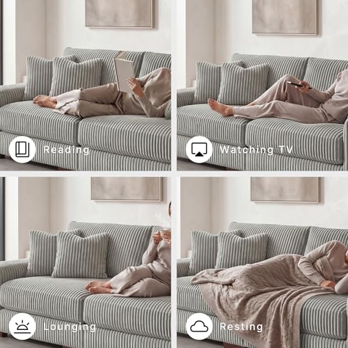 Signature Design by Ashley Lindyn 2-Piece Sectional Sofa, Plush Deep Seat Corduroy Velvet Upholstery, Symmetrical Sectional Couch with Throw Pillows for Cozy Living Rooms, Fog Gray, 98"W