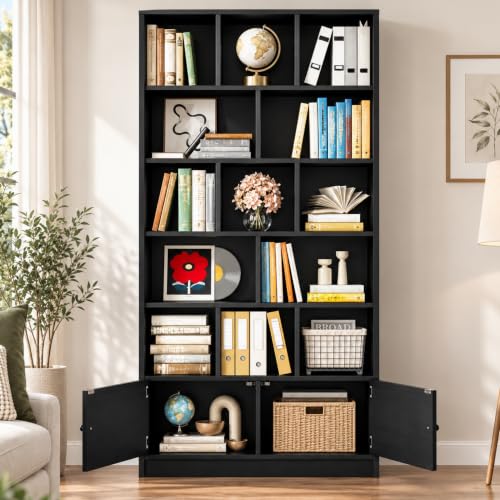 Bookcase with Doors and Open Shelves for Home Office and Living Room, view 8