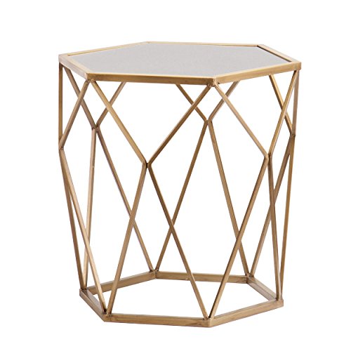 Joelle Geometric Accent Table - Gold - Transitional Design, Gold Metal - Ideal for Living Room, Bedroom (OC2320)