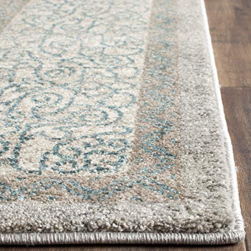 SAFAVIEH Sofia Collection Area Rug - 8' x 10', Light Grey & Blue, Vintage Oriental Distressed Design, Non-Shedding & Easy Care, Ideal for High Traffic Areas in Living Room, Bedroom (SOF365A)