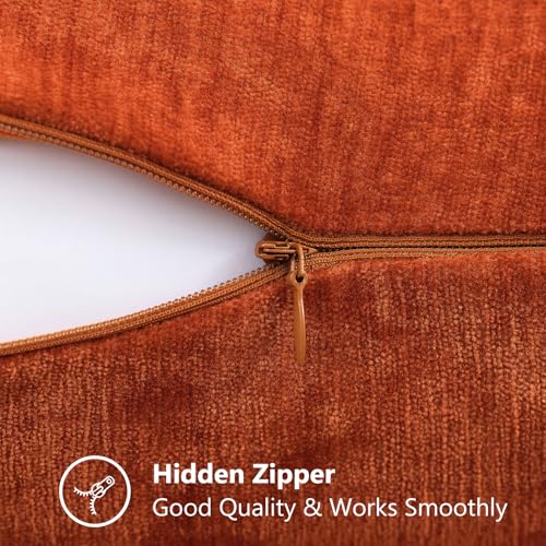 Soft Chenille Rust Throw Pillow Covers 20X20 Set of 2, view 7