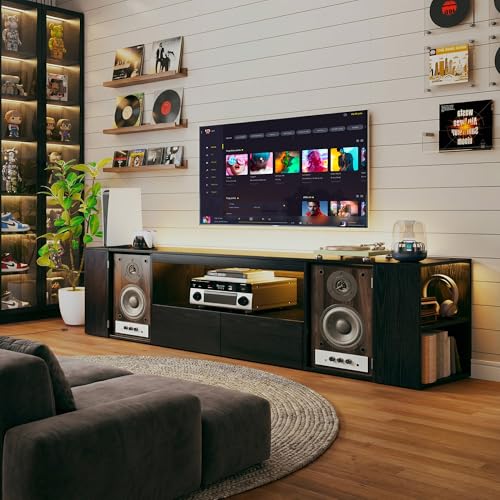 75 inch TV Stand, Entertainment Center with LED Light, view 7