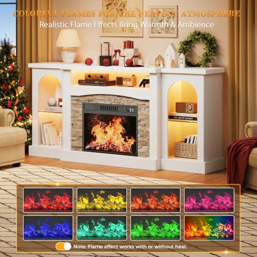 White Electric Fireplace TV Stand Entertainment Center with Fireplace, view 8