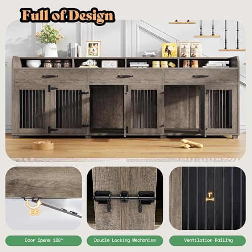 95" Dog Crate Furniture, Multi-Functional TV Stand with Storage, view 8