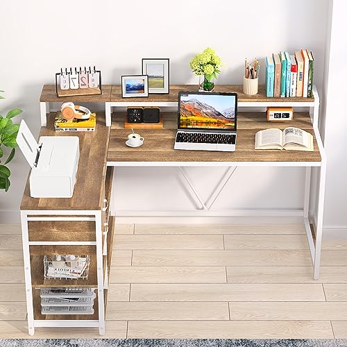 Tribesigns L Shaped Desk with Drawers and Monitor Stand, view 8