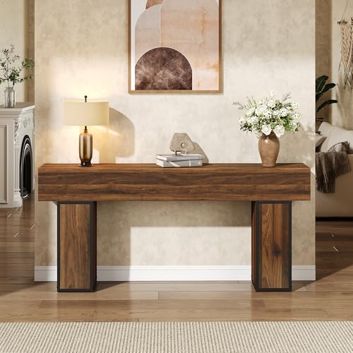 70.9-Inch Long Console Table, Wooden Sofa Table Behind Couch Tables, Farmhouse Entryway Table Accent Table for Entrance, Hallway, Living Room, Foyer, Rustic Brown