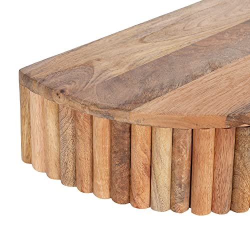 Reid Ribbed Wooden Floating Side Table; 20 x 11 x 6; Natural Brown; Modern Wood Floating Nightstand with Drawer for Extra Storage and Added Functionality