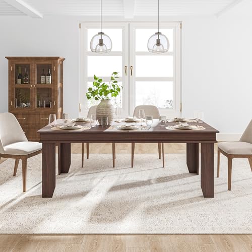 Farmhouse Dining Table for 6-8 People, 71 in Long Kitchen Tables with Wooden Sturdy Frame, 6 ft Large Rectangular Dinner Table for Dining Room, Kitchen (Brown, 71" Non-extendable)