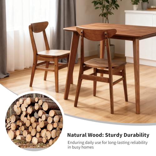 Wood Dining Table Set for 4, 43.3" Solid Wood Kitchen Table & 4 Curved Back Support Chairs, Farmhouse Natural Kitchen Table and Chairs for Small Apartment, Dining Room Kitchen