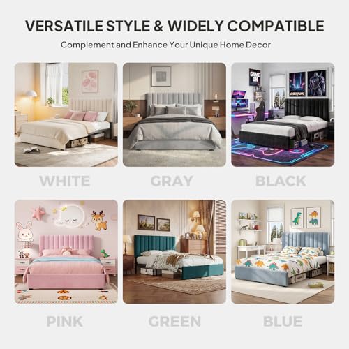 Queen Upholstered Bed Frame with Headboard, view 8