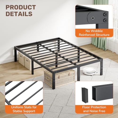14 Inch Full Metal Bed Frame, Under Bed Storage, Black, view 7