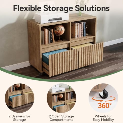 78" L-Shaped Executive Desk with Modular Rolling File Cabinet, view 8
