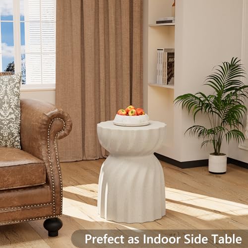 Outdoor Side Table, 19" H Outdoor Accent End Table, Patio Side Tables Coffee Tables, Garden Stool and Plant Stand for Patio, Garden, Living Room, and Backyard