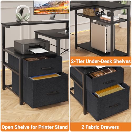 L Shaped Desk with File Drawer, Reversible L Shaped Gaming Desk, view 8