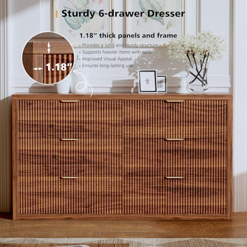 55.12" Modern Chest of Drawer, 6 Deep Drawers, Clothes Organizer, view 8