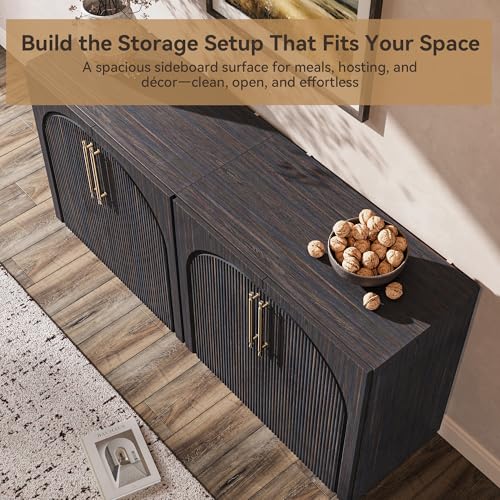 Sideboard Buffet Cabinet with Storage,Credenza with Fluted Doors, view 7
