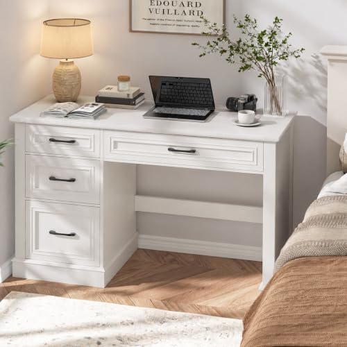 Farmhouse 47" Executive Desk with 3 Drawers, Cream White, view 8