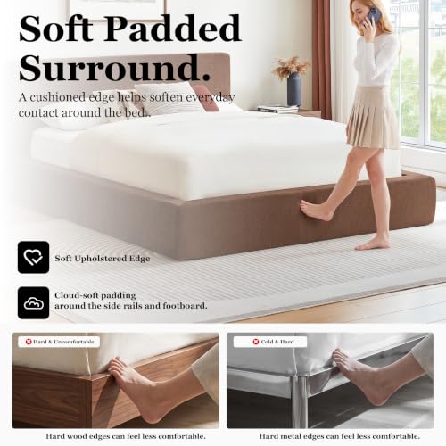 Queen Bed Frame w/ Classic Headboard, Cloud Upholstered Platform Bed Frame, view 7