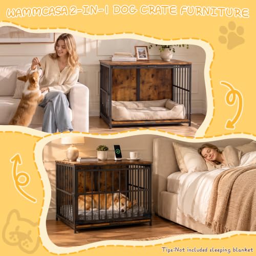 31.5IN Dog Crate Furniture, Wooden Dog Kennel with Flip-Up Door, view 8