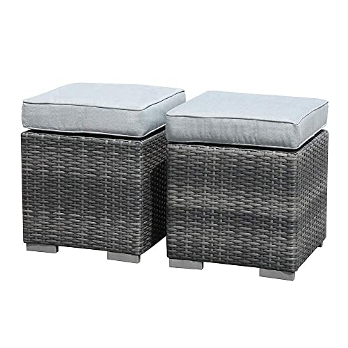 2 Pieces Assembled Outdoor Patio Ottoman, view 2