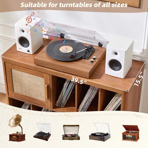 Large Record Player Stand with Vinyl Storage Up to 450 Albums, view 7