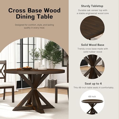 Windvale Cross-Buck Base Dining Table, Espresso