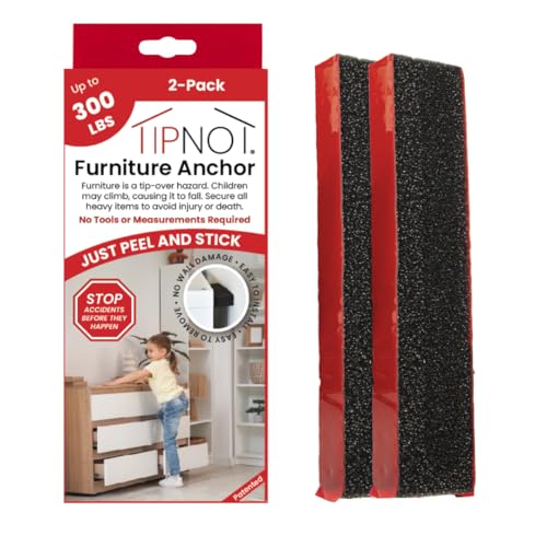 Adhesive Furniture Anchor, No-Drill, Aesthetic & Invisible Once Installed, Anti-Tip Furniture Safety Anchor to Childproof and Babyproof Your Home, Holds Up to 300 Pounds, 2-Pack