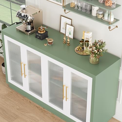 Buffet Cabinet with Storage, Kitchen Cabinet with 4 Glass Doors, view 7