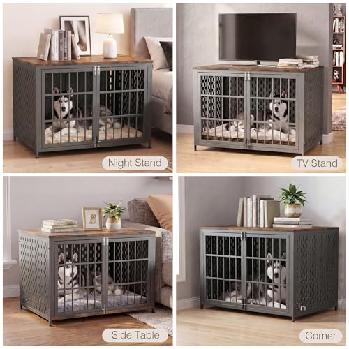 Heavy Duty 42 Inch Indestructible Furniture Dog Crate for High Anxiety Dogs, view 8