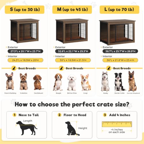 3-in-1 Wooden Dog Crate Furniture, Side Table & Kennel with Cushion, view 8