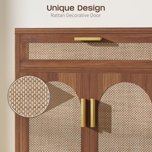 Rattan Buffet Cabinet with Storage Set of 2, view 8
