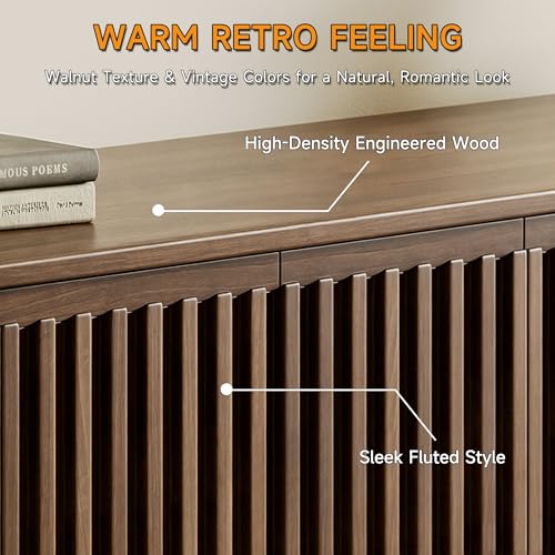 86.61" Mid Century Modern TV Stand for TVs up to 85"(Walnut), view 7