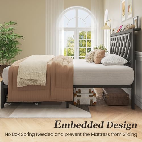 Queen Bed Frame with 2 Storage Drawers, view 7