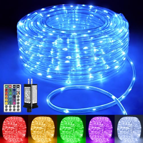 Rope Lights Outdoor Color Changing, 66FT 200 LED Waterproof Plug in Christmas Lights with Remote, 16 Colors Twinkle Outdoor String Lights for Outside Indoor Party Easter Holiday Decorations