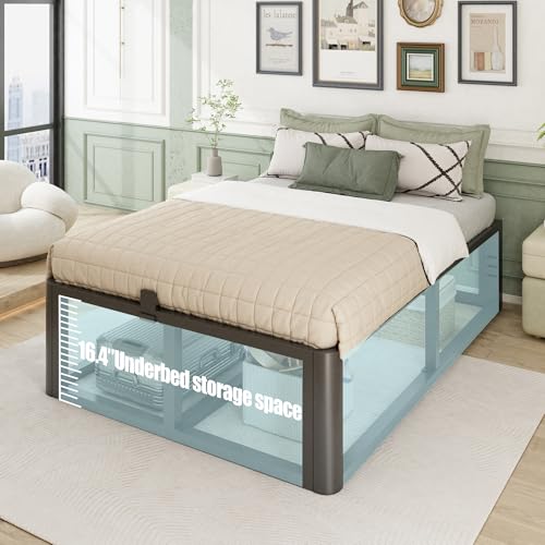 Metal Heavy Duty 18 inch Full Bed Frame with Rounded Corner and Headboard Hole, view 8