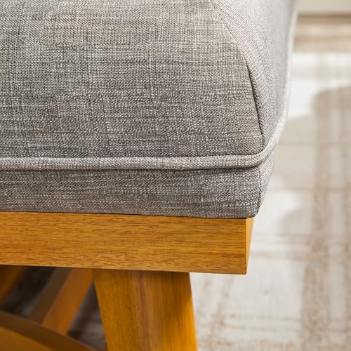 Nash Modern Farmhouse Large Oversized Linen Ottoman, Dark Grey