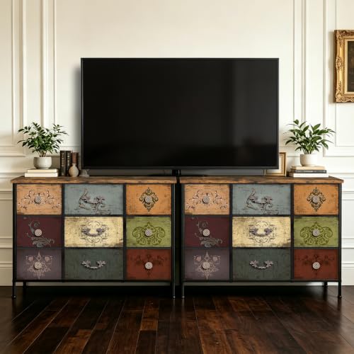 Dresser for Bedroom with 9 Deep Fabric Drawers, Wide TV Stand, view 8