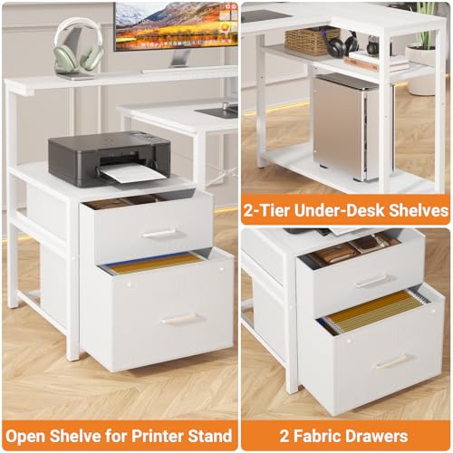 L Shaped Desk with File Drawer, Reversible L Shaped Gaming Desk, view 8