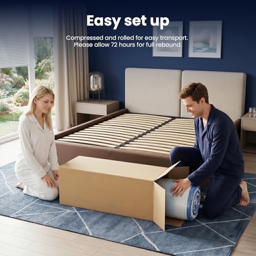 12 Inch Mttress Queen Size, Memory Foam Hybrid Mattresses in a Box, Medium Firm, Pocket Springs for Motion Isolation, CertiPUR-US and Oeko TEX Certified