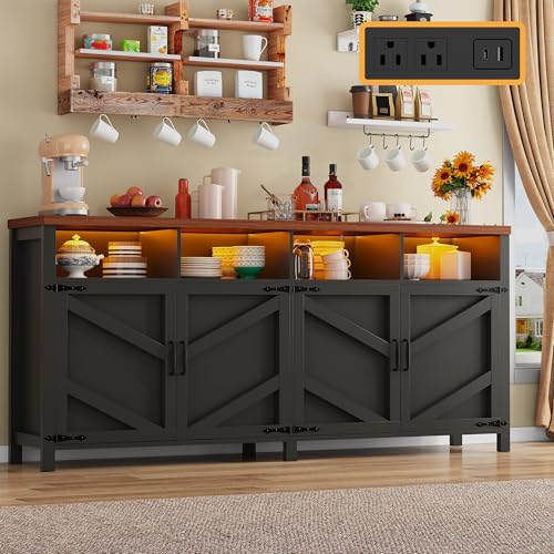 Buffet Sideboard with Storage with Power Outlets & LED Light, view 2
