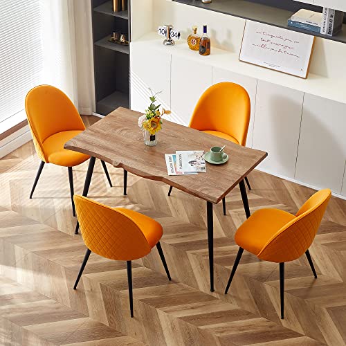 Modern Dining Table Set for 4,Durable Home Table with Chair,Stylish Rectangular Dining Table Upholstered Dining Chair Velvet Thick Cushion Room Chair for Restaurant,Dining Room,Store